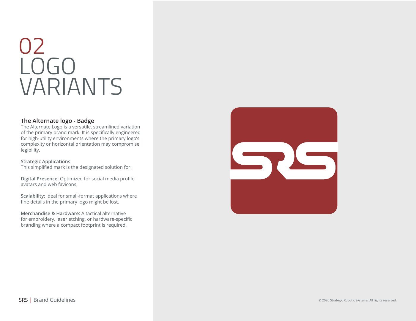 SRS badge logo in white on a red rounded square